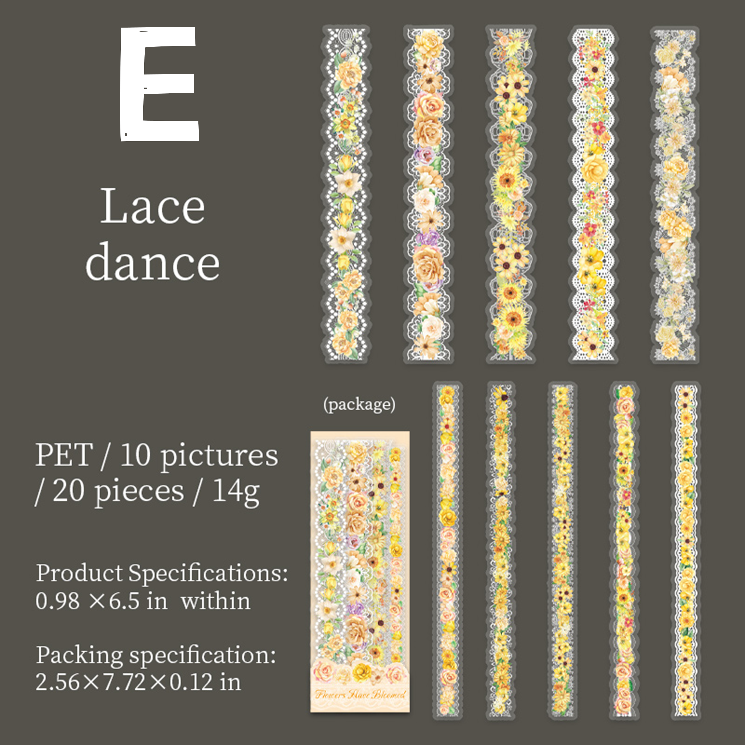 Long Lace Flower Stickers