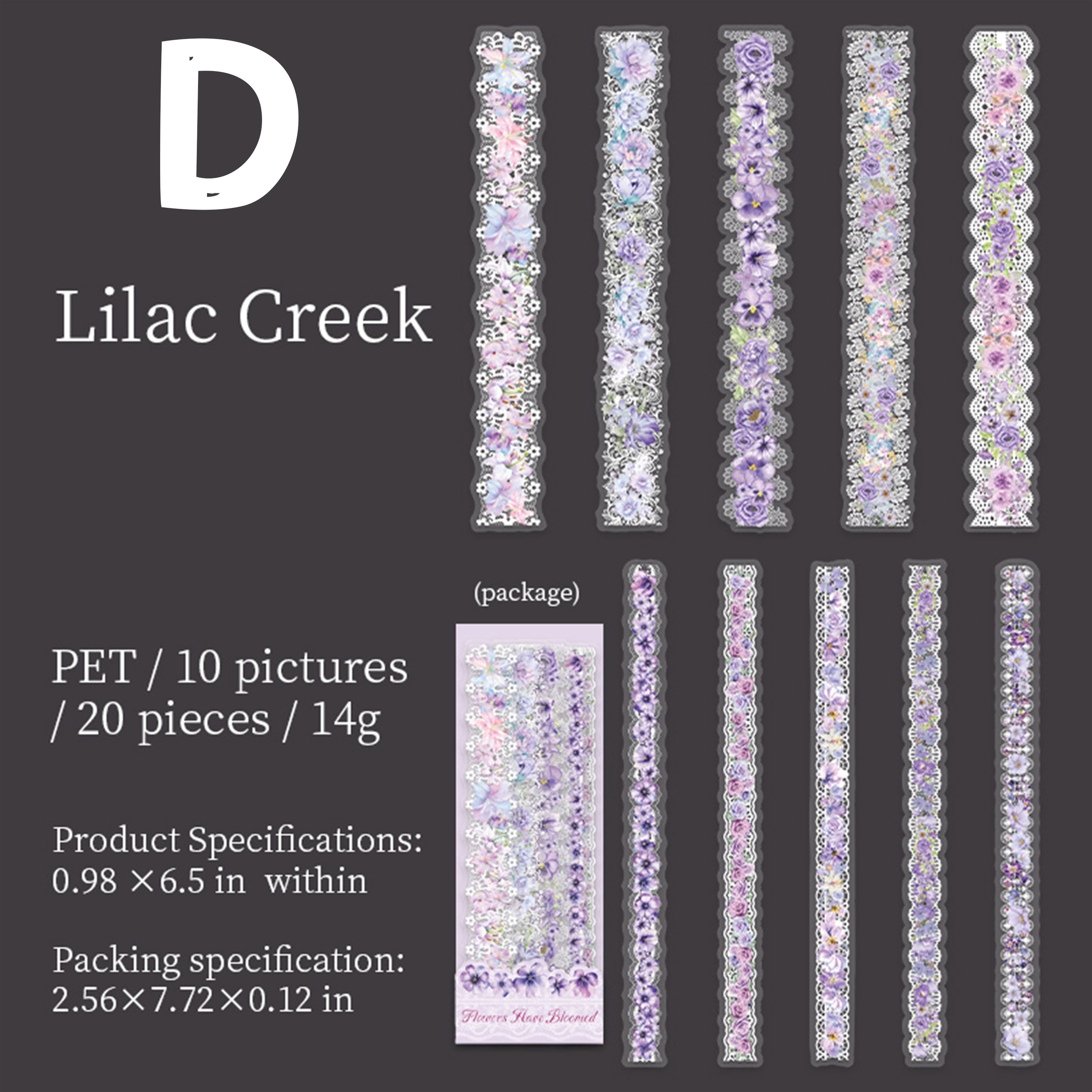 Long Lace Flower Stickers