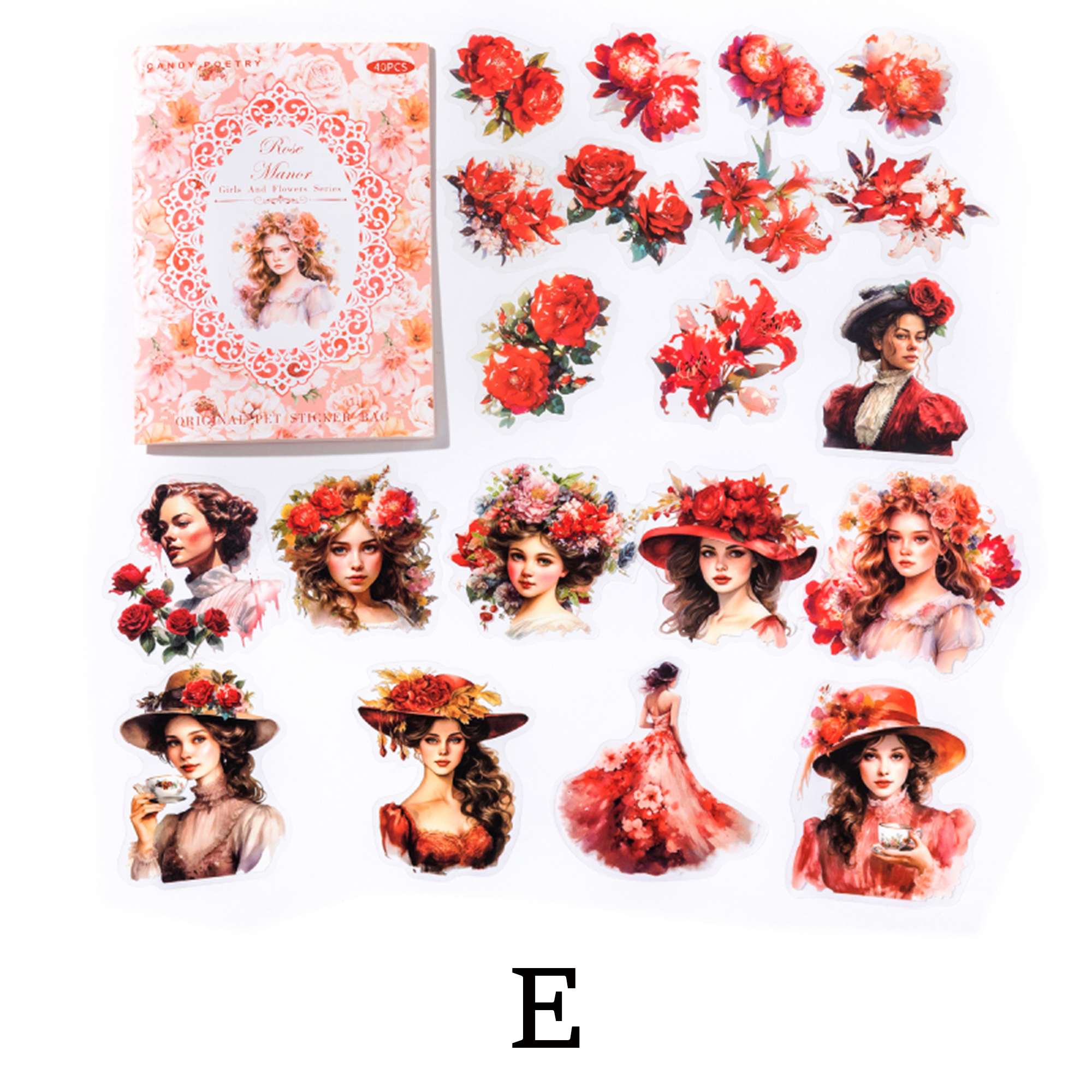 Girl and Flower Scrapbooking Journaling PET Sticker