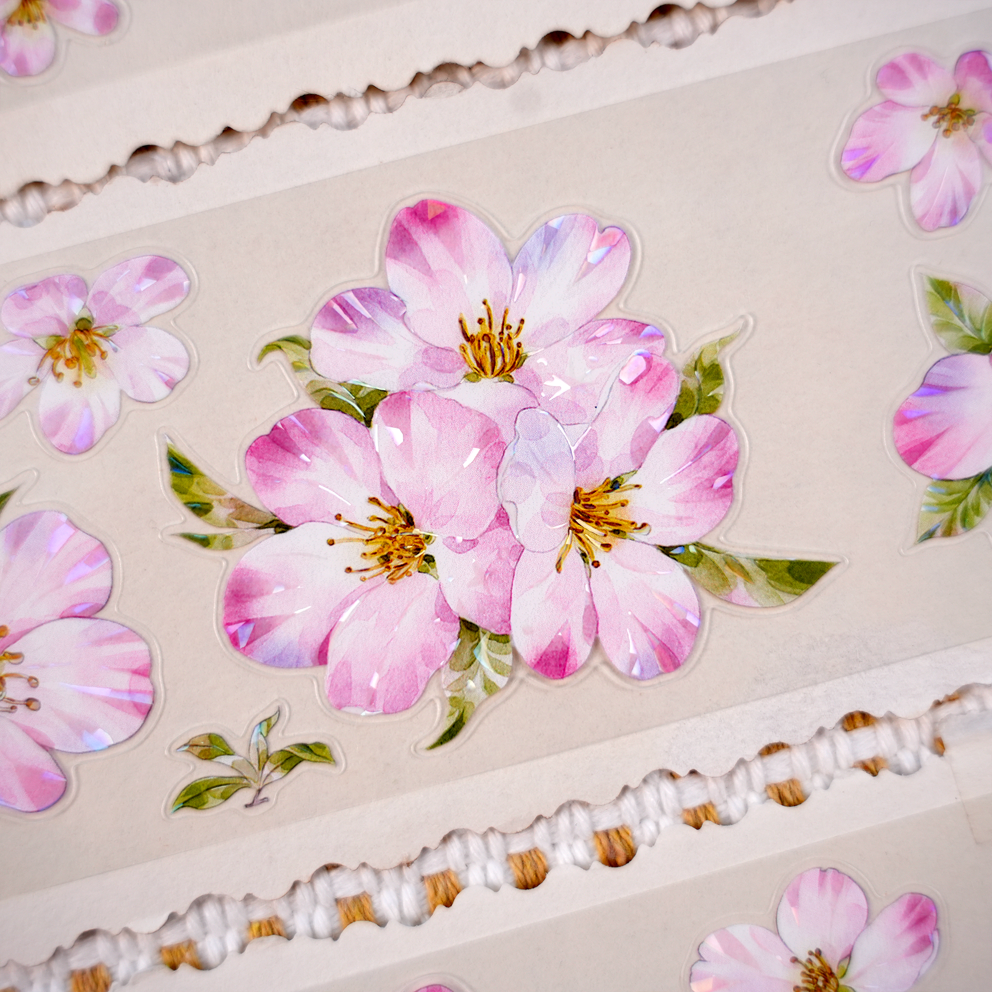 【MOOBOOM】Begonia Flower Vintage Flower Shell Light Foil Pre-cut PET Tape (6cm*5M)