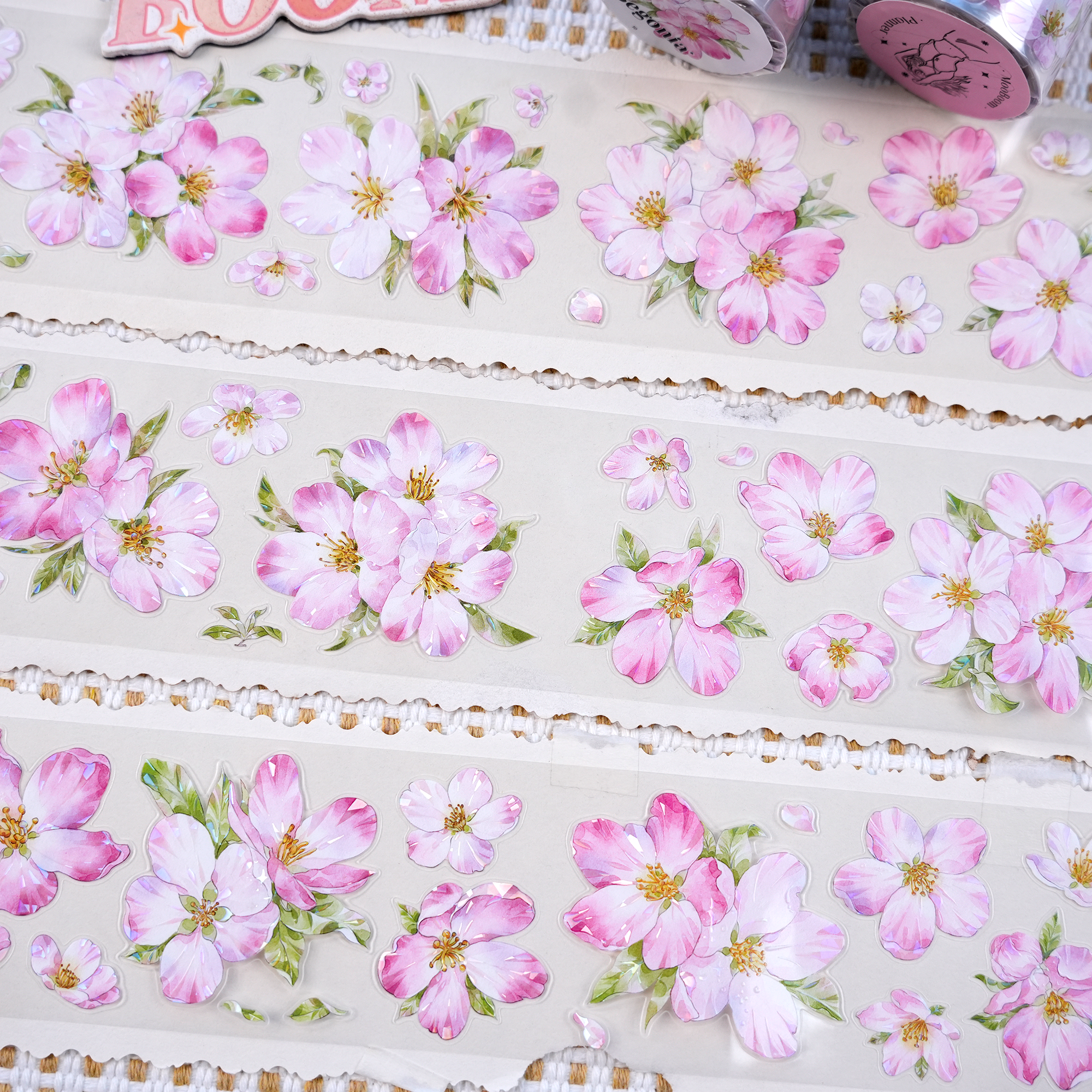 【MOOBOOM】Begonia Flower Vintage Flower Shell Light Foil Pre-cut PET Tape (6cm*5M)