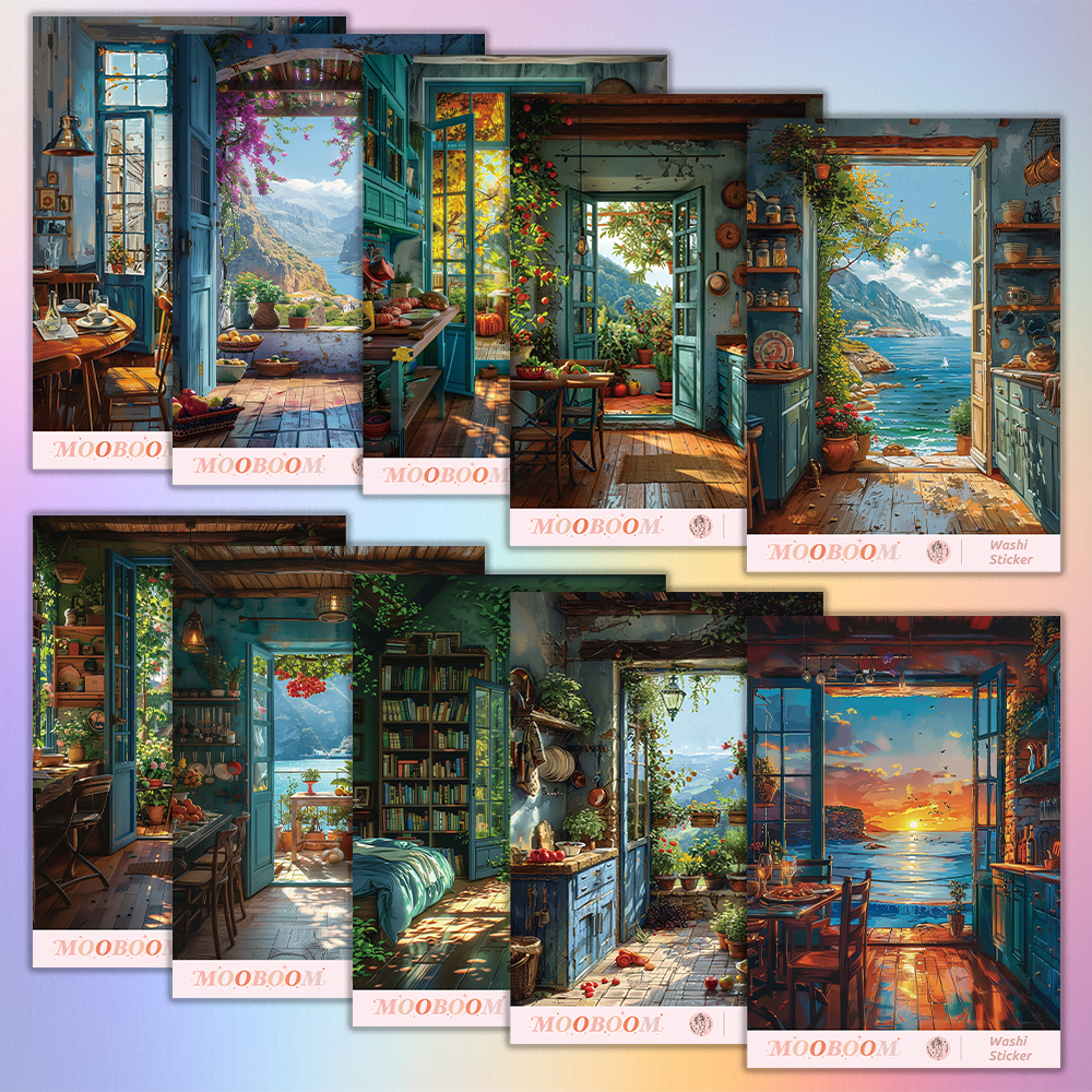 Scenery Outside Door Special ink Washi Sticker 10pcs | MOOBOOM Design