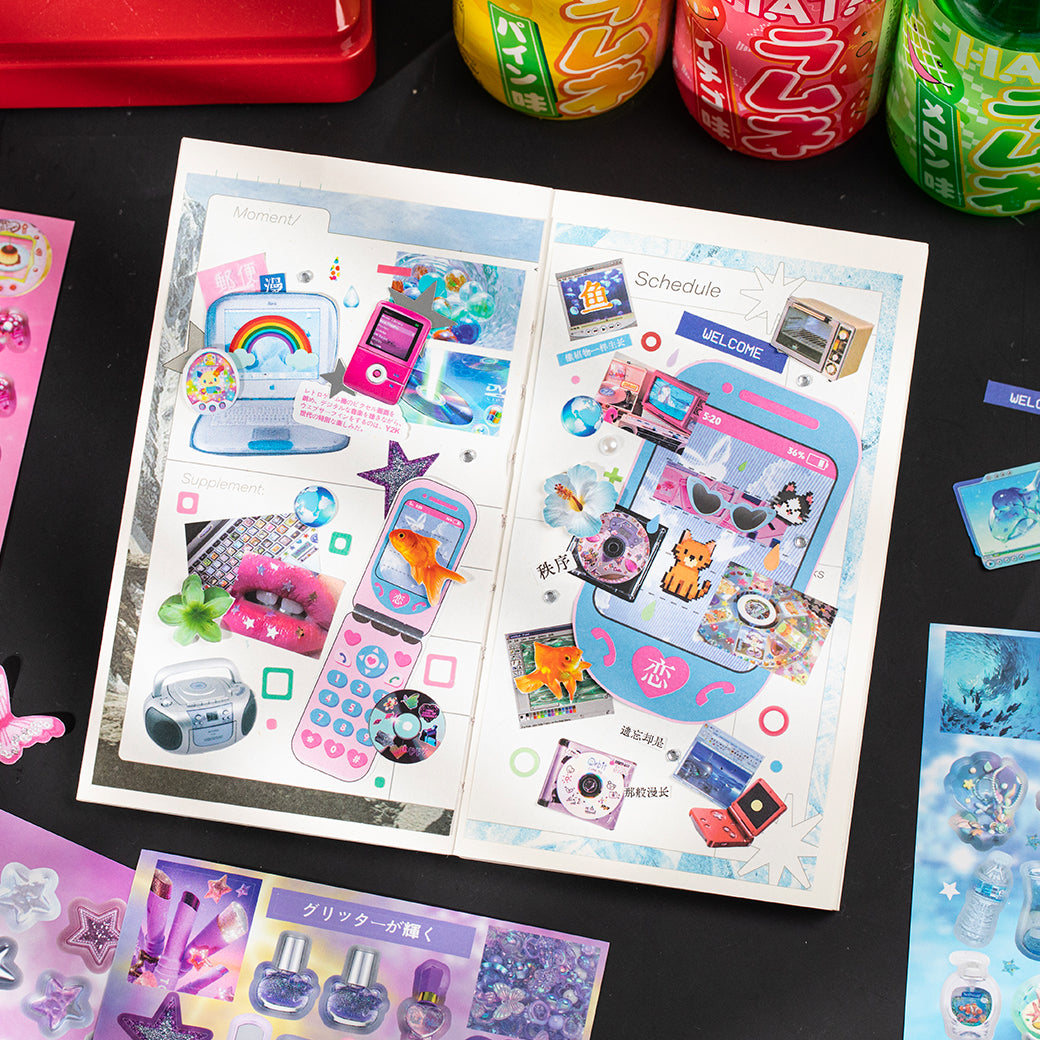 Millennial Retro Style Pre-cut Sticker Book for journaling and scrapbooking