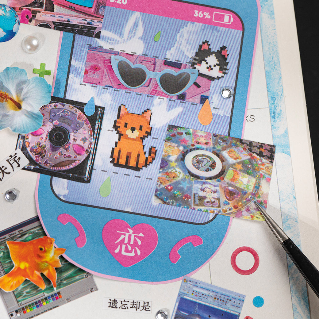Millennial Retro Style Pre-cut Sticker Book for journaling and scrapbooking