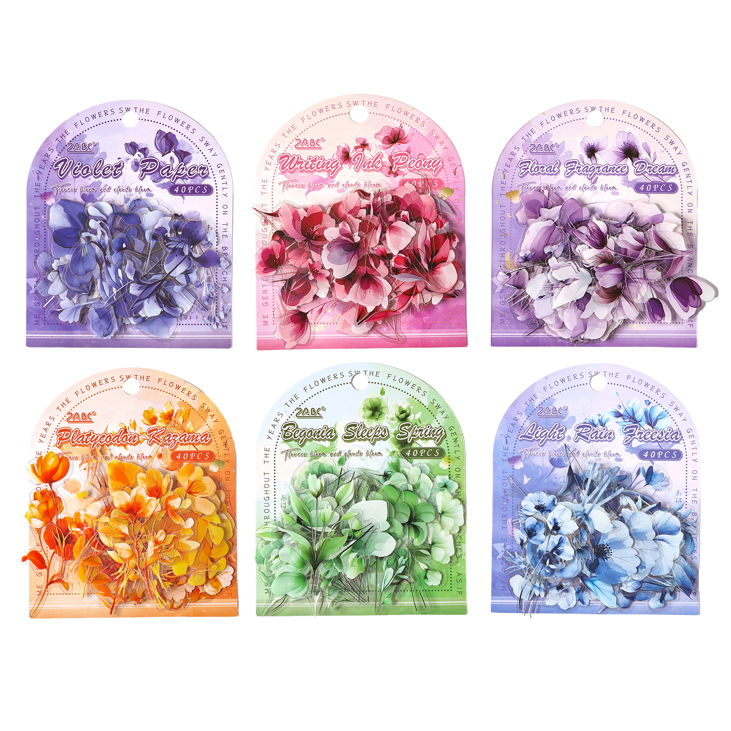 Six-colored Flower PET Sticker for journaling and scrapbooking