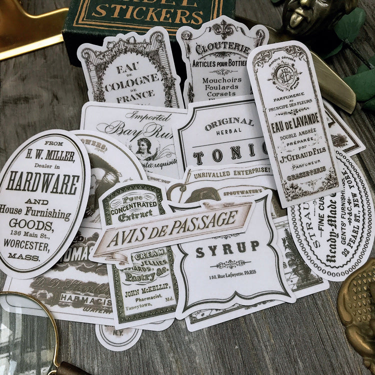 Vintage Vellum Logo Stickers 20PCS