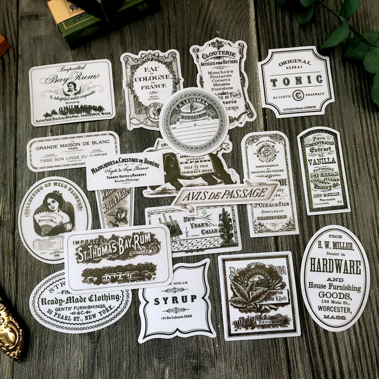 Vintage Vellum Logo Stickers 20PCS