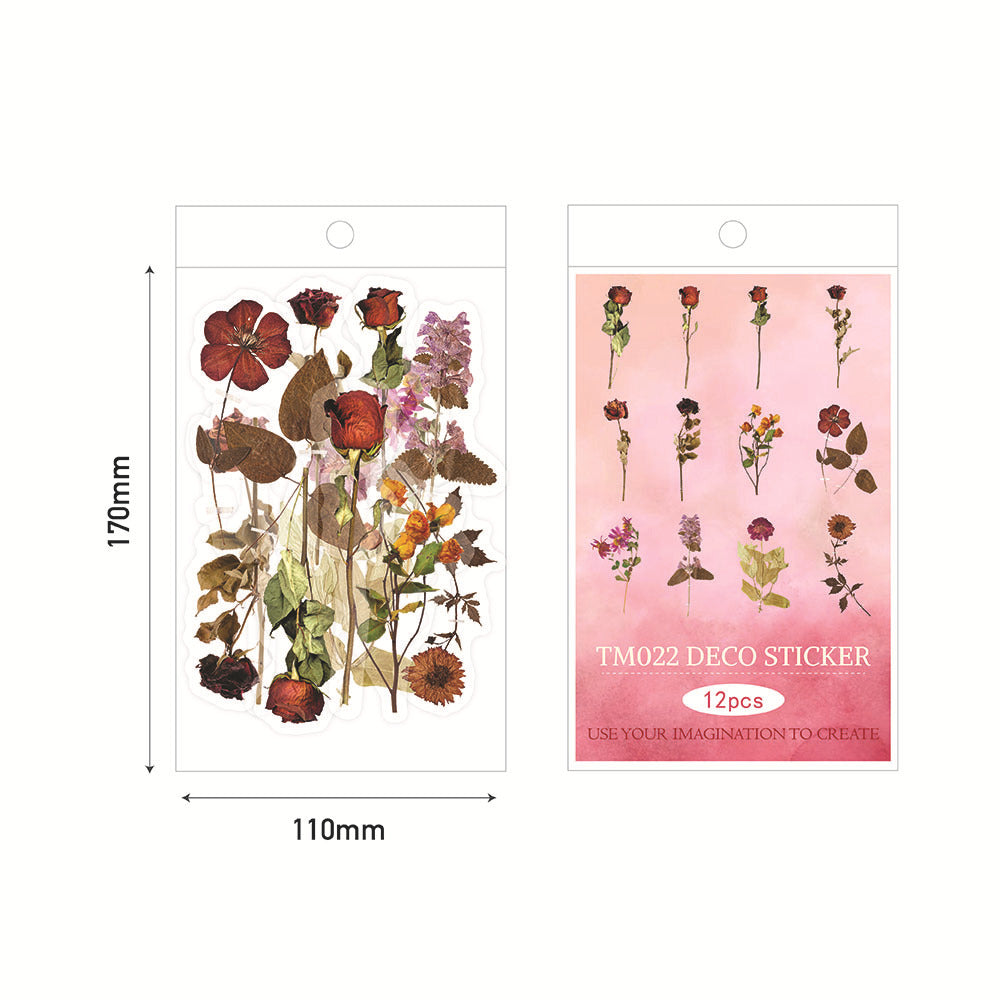 Roses Ferns Eucalyptus Leaves Stickers 60pcs