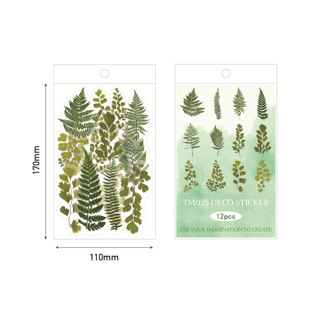 Roses Ferns Eucalyptus Leaves Stickers 60pcs