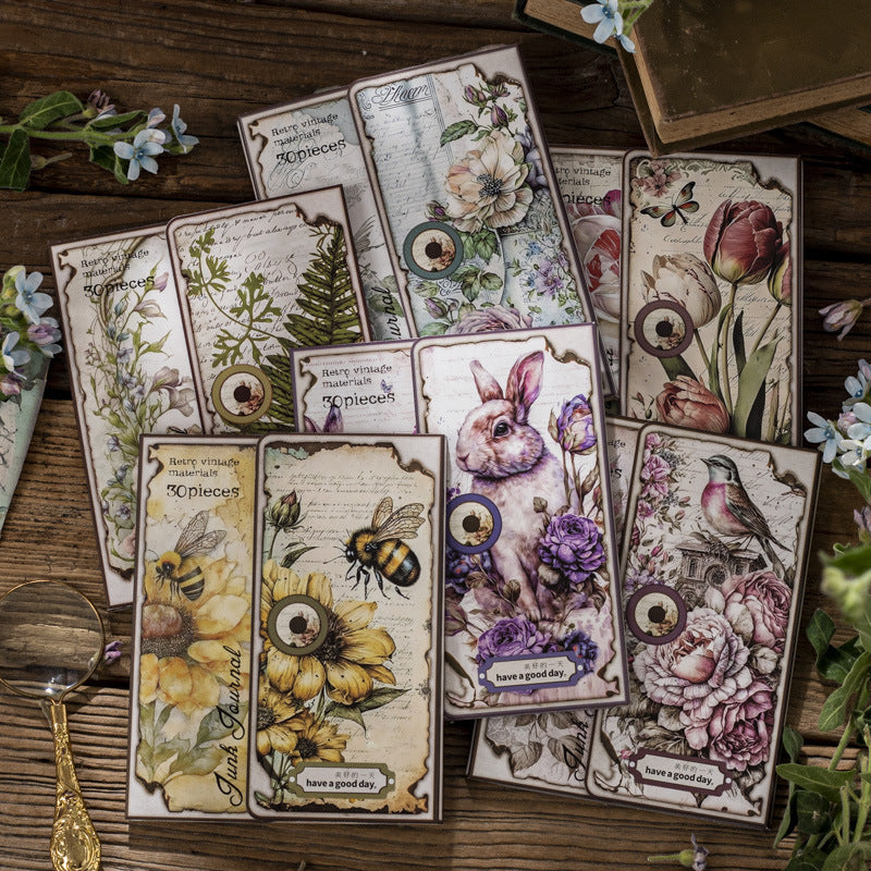 "The Lost Garden" Series Of Vintage Scrapbooking Paper