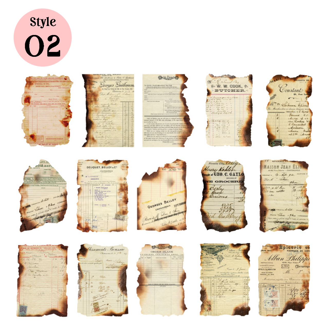 Papel de álbum de recortes vintage de la serie Burnt Debris