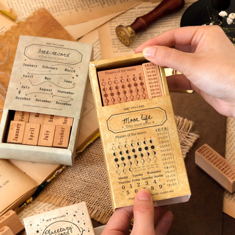 Perpetual Calendar Wooden Stamp Set