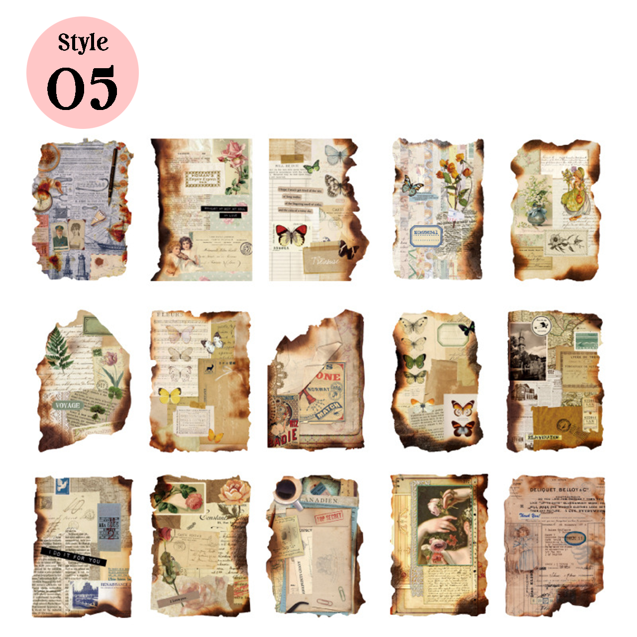 Papel de álbum de recortes vintage de la serie Burnt Debris