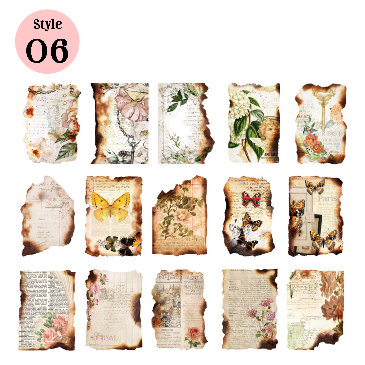 Papel de álbum de recortes vintage de la serie Burnt Debris