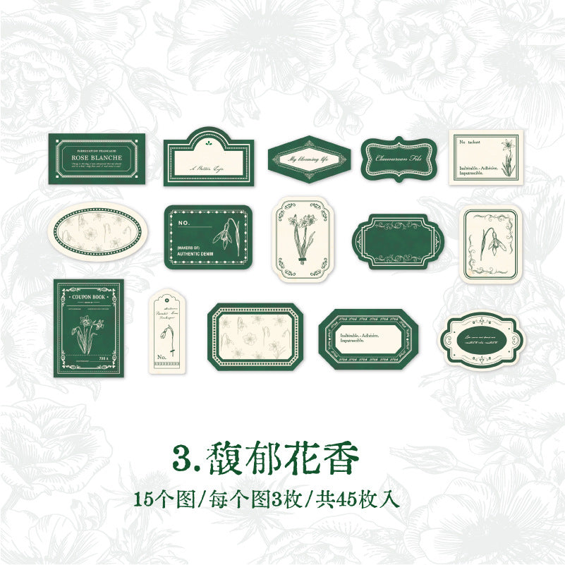 YANJI Meet Flowers Vintage Label Stickers