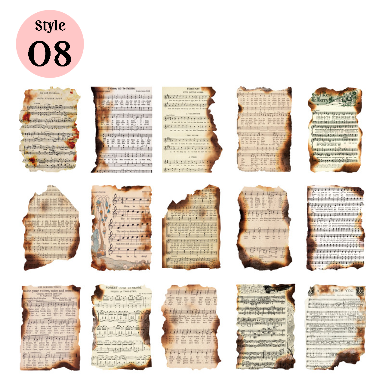 Papel de álbum de recortes vintage de la serie Burnt Debris