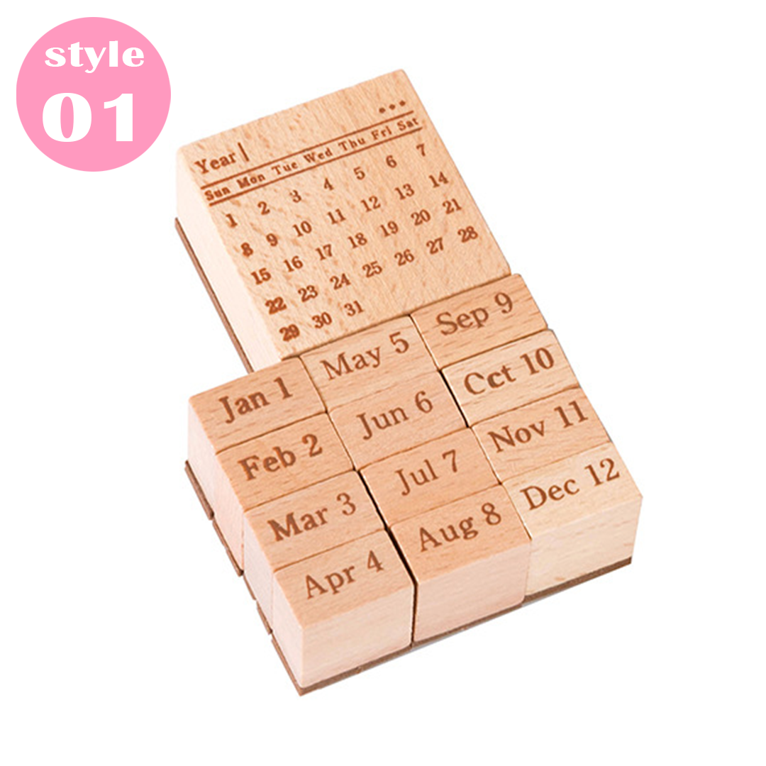 Perpetual Calendar Wooden Stamp Set