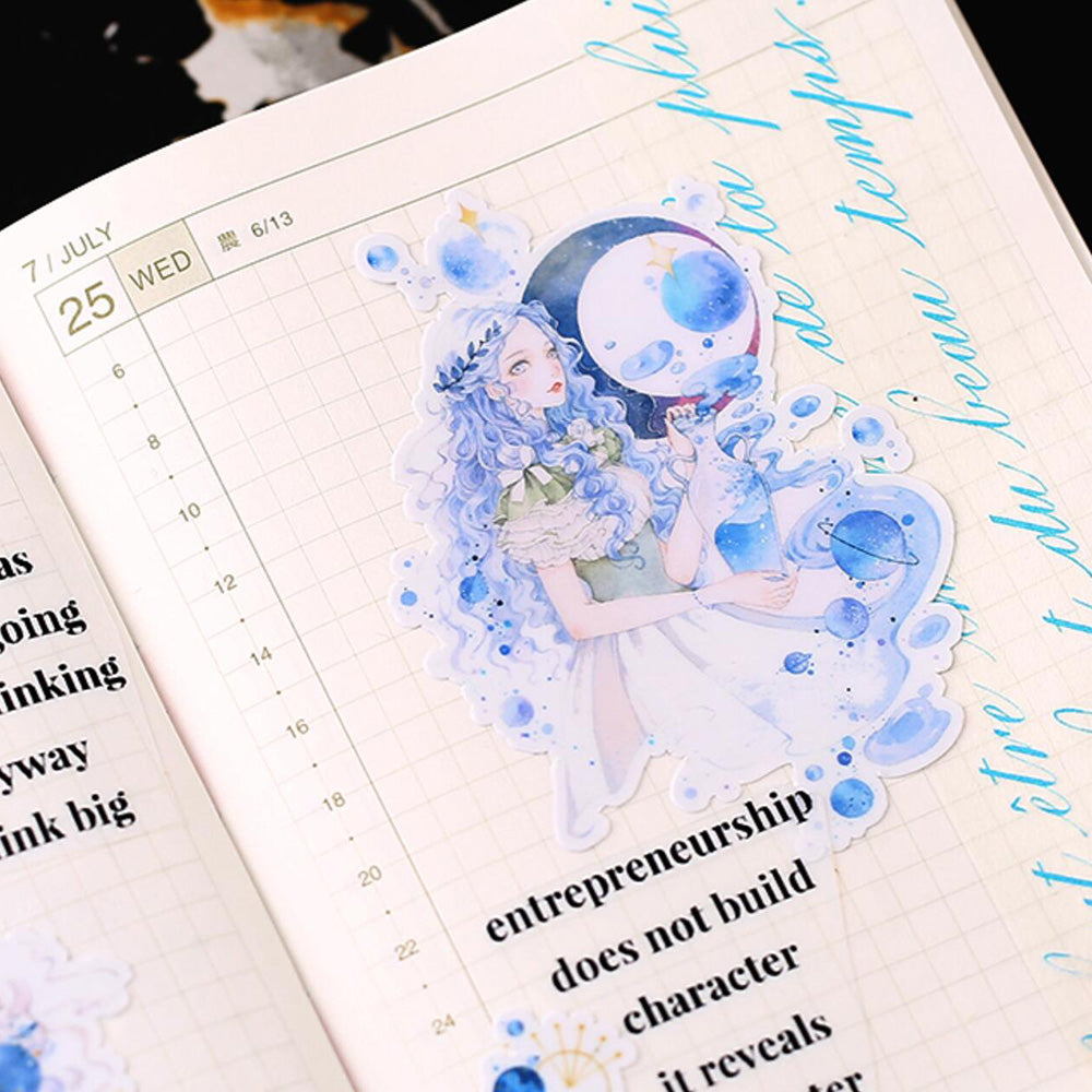 Aquarius girl sticker for art journal