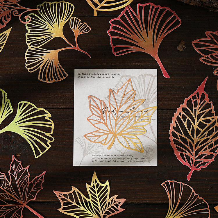 Laser cutter die cut leaf stickers 10pcs
