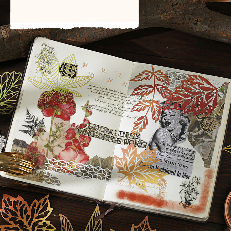 Laser cutter die cut leaf stickers 10pcs