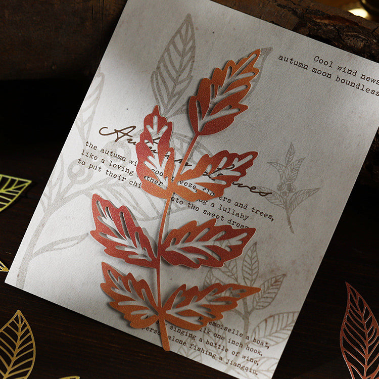 Laser cutter die cut leaf stickers 10pcs