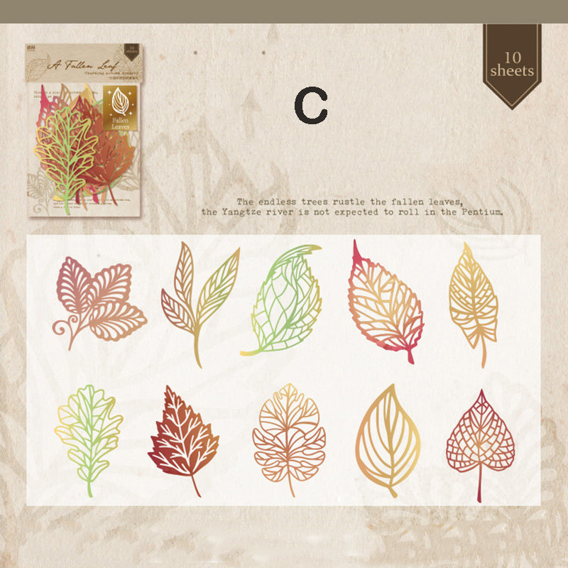 Laser cutter die cut leaf stickers 10pcs