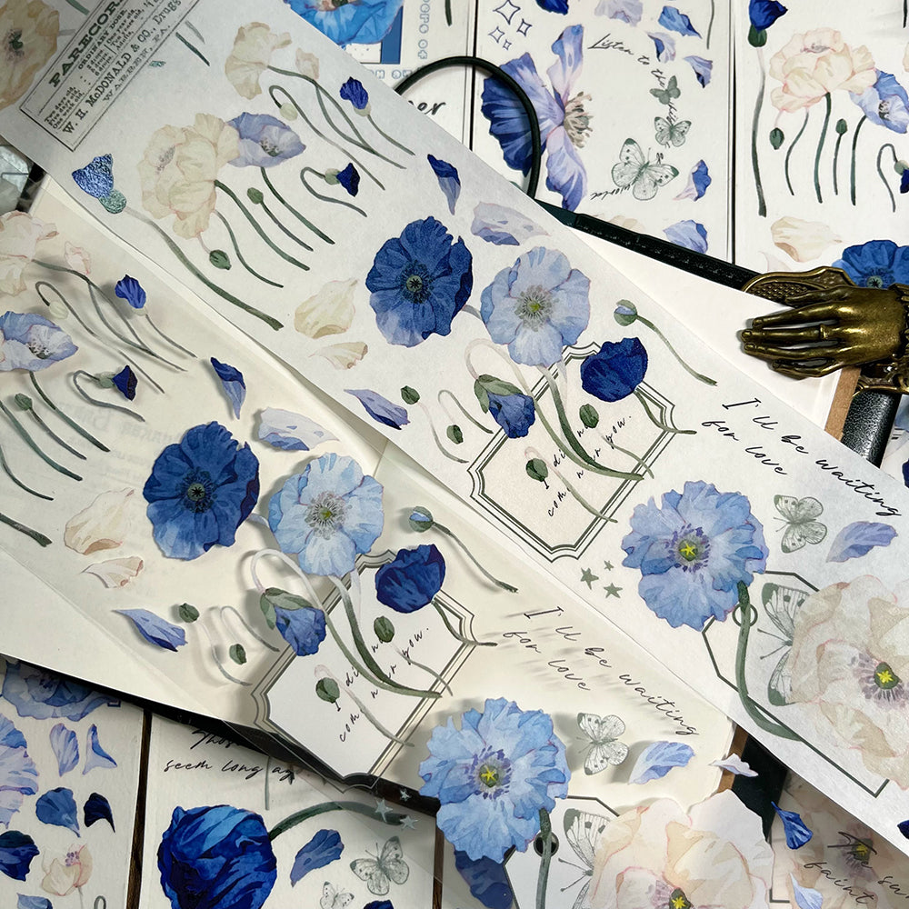 6cm*150cm Blue Flowers Tape