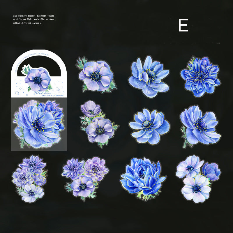 Blue Love Flower Stickers 10pcs