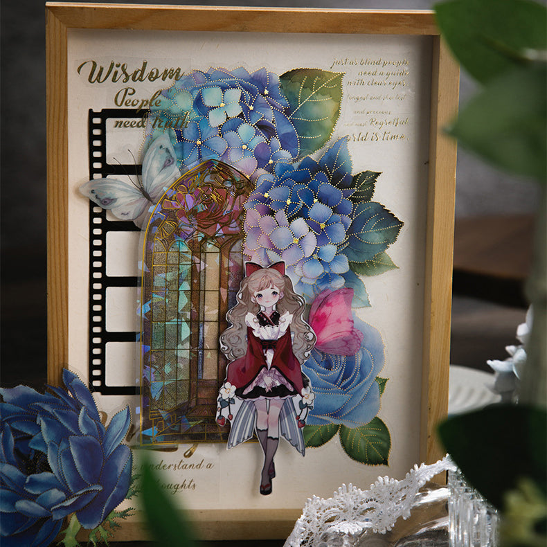 Blue Love Flower Stickers 10pcs