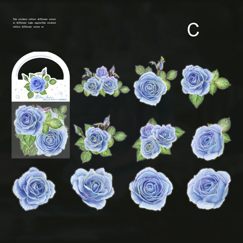 Blue Love Flower Stickers 10pcs