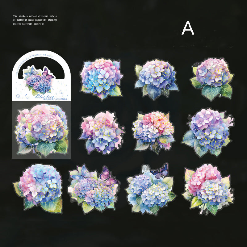 Blue Love Flower Stickers 10pcs