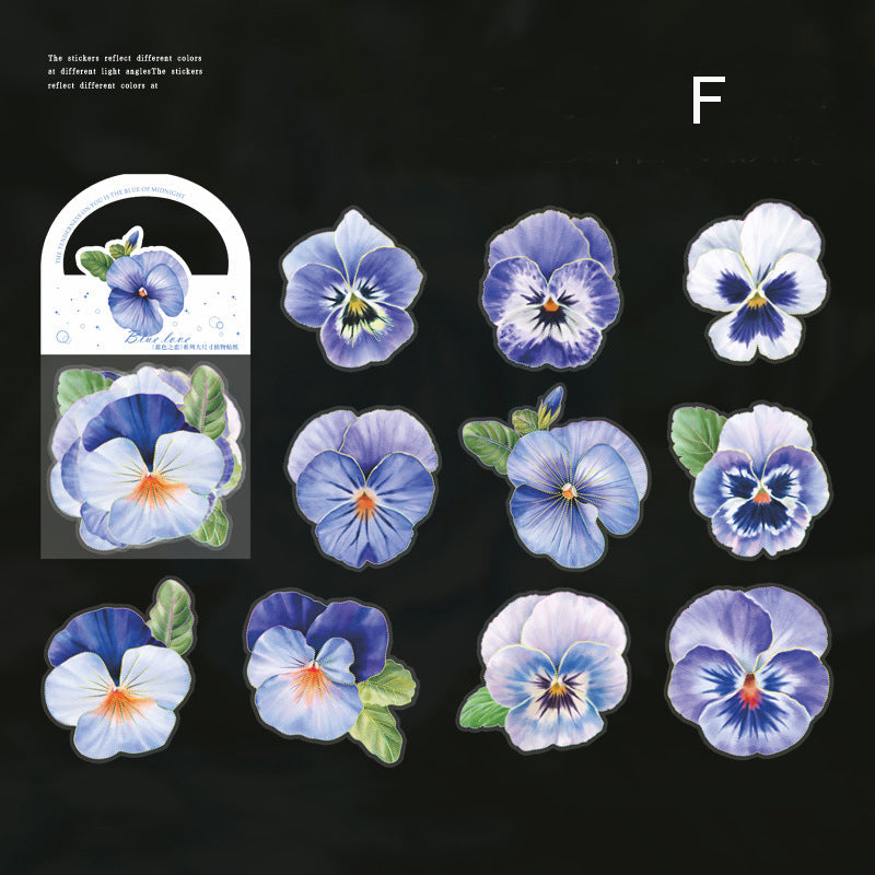 Blue Love Flower Stickers 10pcs