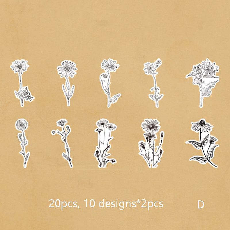 Black and White Flower Stickers