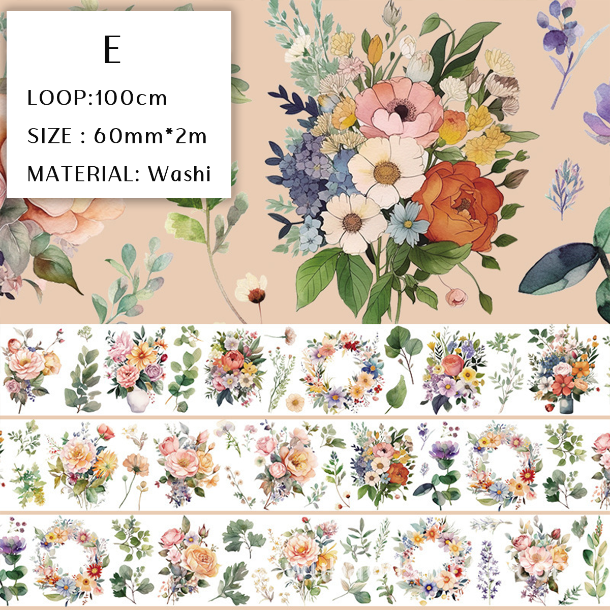 Dream Flower Washi and PET Tape ( 9 styles )