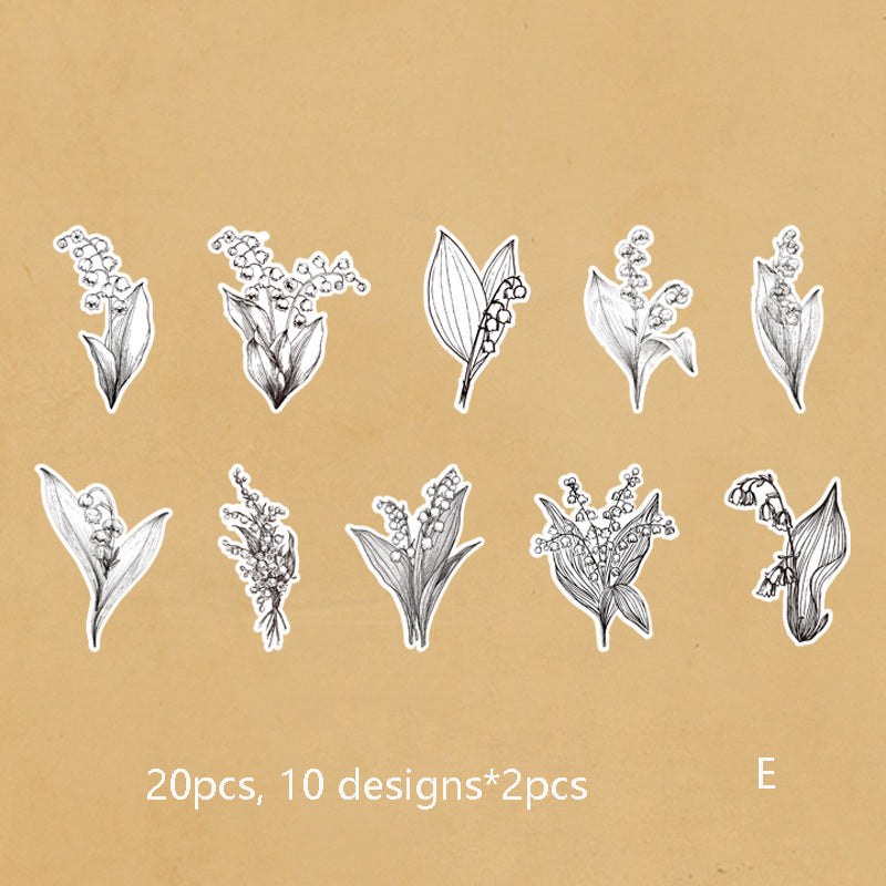 Black and White Flower Stickers