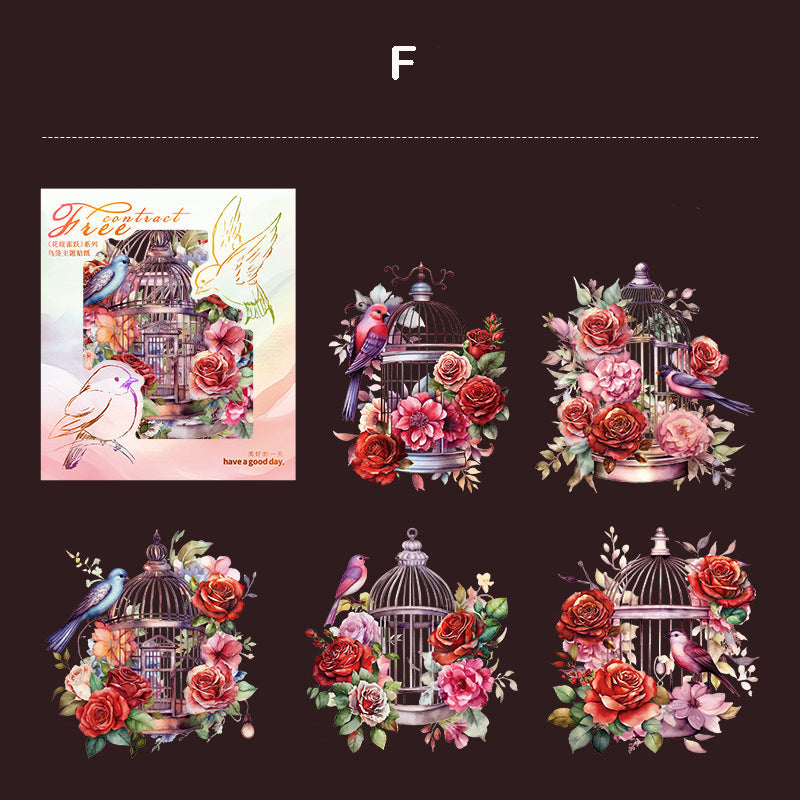 Beautiful Flower Cage Sticker 5pcs