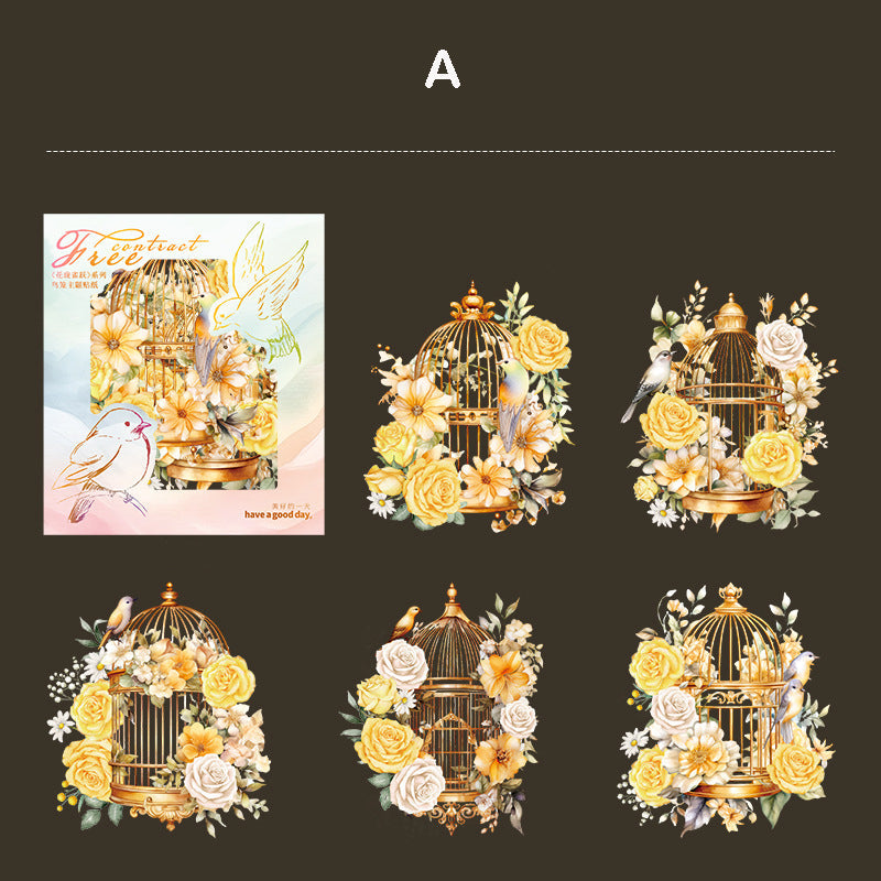 Beautiful Flower Cage Sticker 5pcs