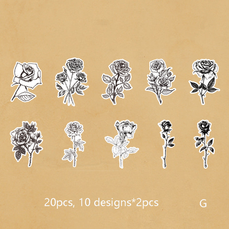 Black and White Flower Stickers