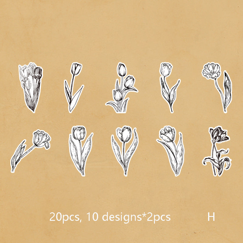 Black and White Flower Stickers