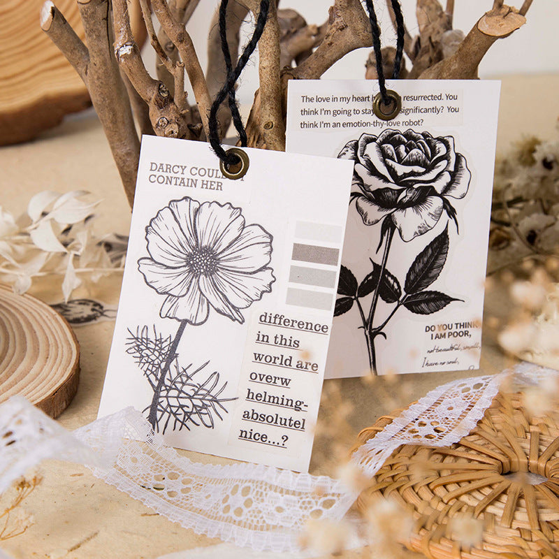 Black and White Flower Stickers