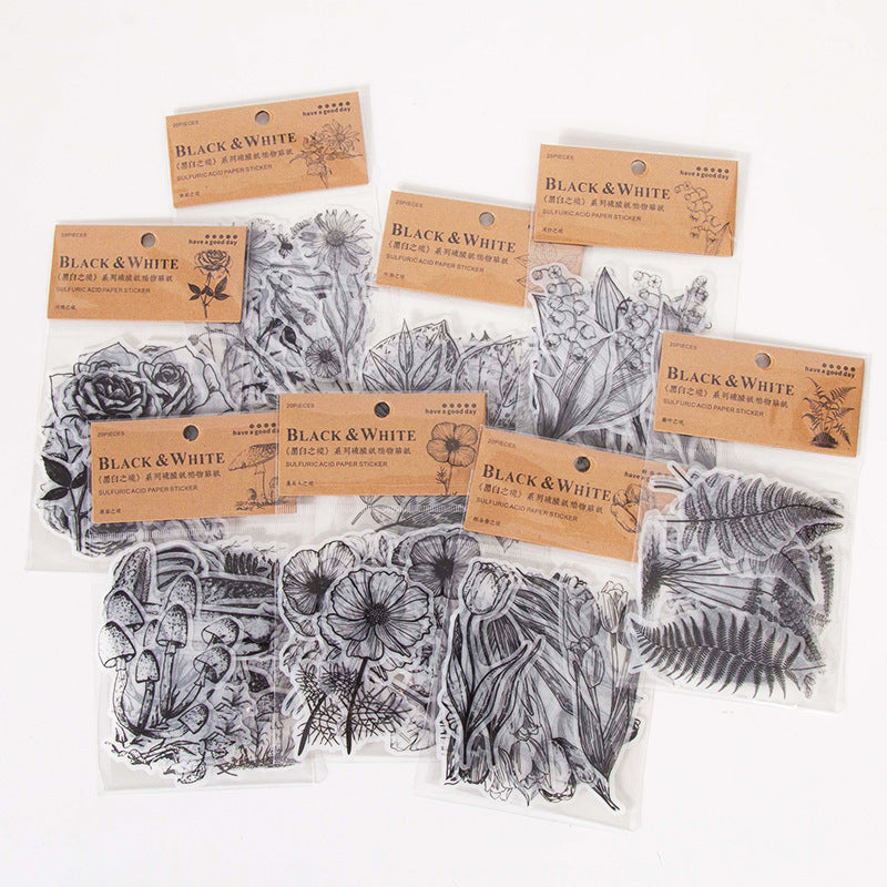 Black and White Flower Stickers