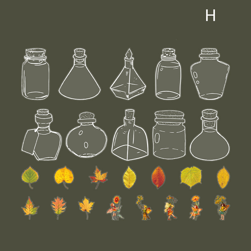 Weiße Tintenflasche mit floralem Feen-Aufkleber, 40 Stück