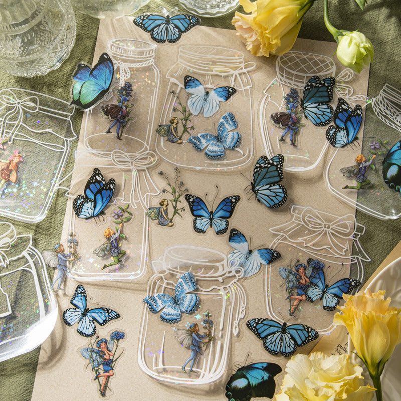 Weiße Tintenflasche mit floralem Feen-Aufkleber, 40 Stück