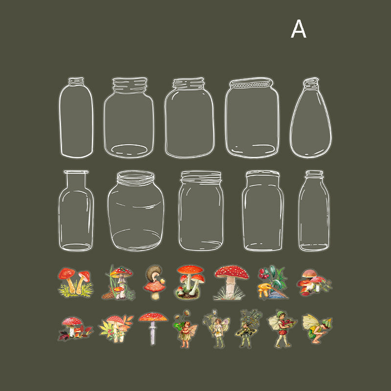 Weiße Tintenflasche mit floralem Feen-Aufkleber, 40 Stück