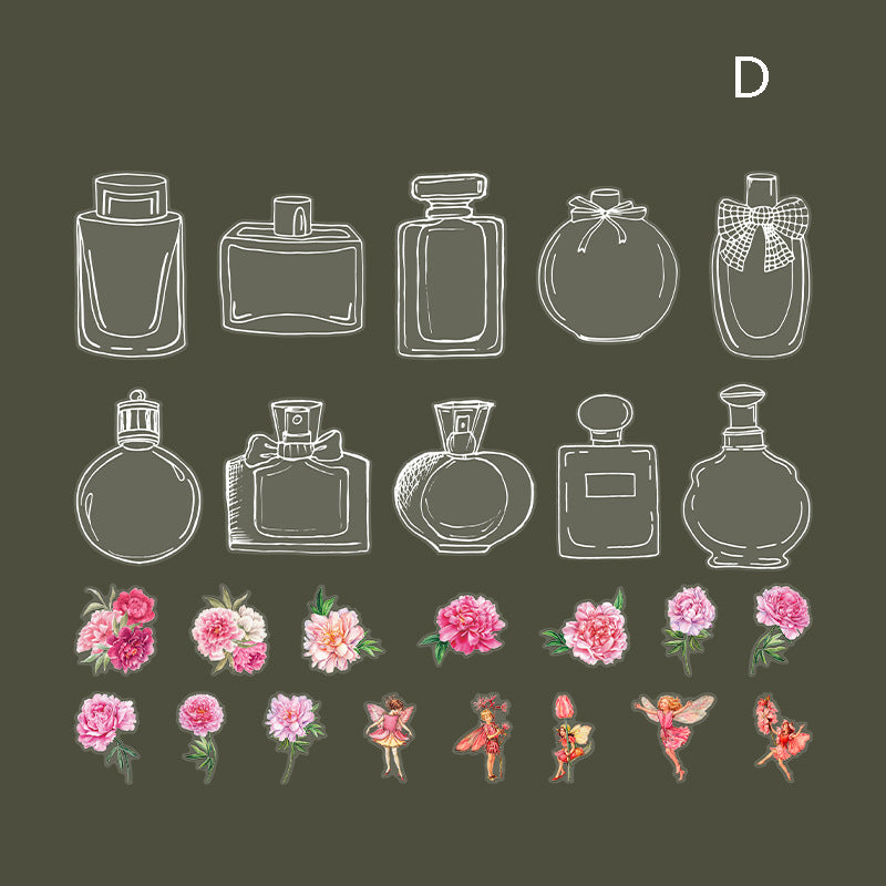 Weiße Tintenflasche mit floralem Feen-Aufkleber, 40 Stück