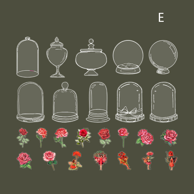 Weiße Tintenflasche mit floralem Feen-Aufkleber, 40 Stück