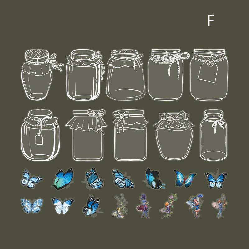 Weiße Tintenflasche mit floralem Feen-Aufkleber, 40 Stück