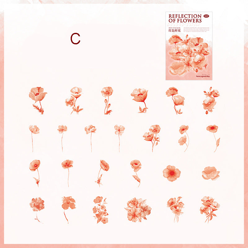 Reflection of Flowers Theme Stickers 50pcs