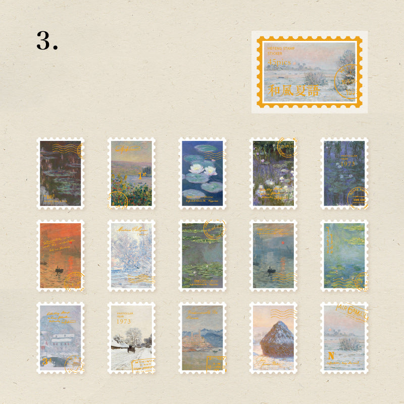 Hefeng Summer Language Series Stamp Sticker 45pcs