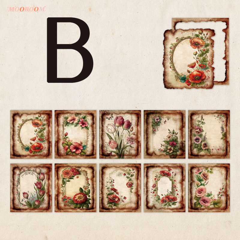 "Memory Flower Field" Series Of Vintage Style Pretty Paper